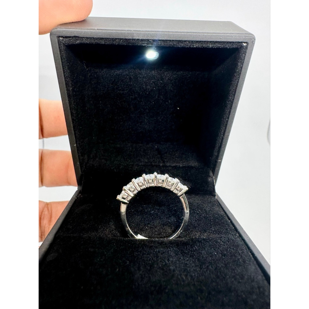 Moissanite Band 7 Stone Anniversary Wedding Ring 18K 925 GRA Round